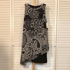 SLNY Paisley Scoop Neck Sleeveless Shift Midi Dress 10